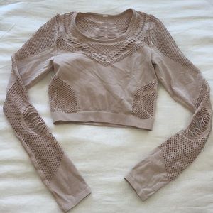 Dusty pink alo workout long sleeve with cutouts